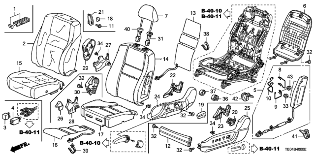 2010 Honda Accord Front Seat (Driver Side) Diagram