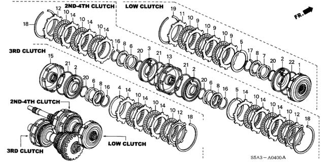 2003 Honda Civic 4 Door LX (SIDE SRS) KA 4AT AT Clutch Diagram