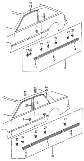 1983 Honda Accord Protector, L. RR. Door Diagram for 75818-SA6-672