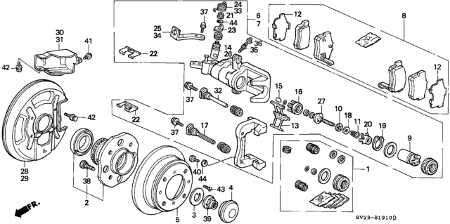 1994 Honda Accord 2 Door EX KA 5MT Rear Brake (Disk) (Nissin) Diagram