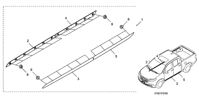 2020 Honda Ridgeline Lower Door Trim (Chrome) Diagram