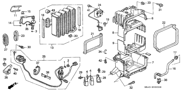 1993 Honda Civic 4 Door EX (ABS) KA 5MT A/C Unit Diagram