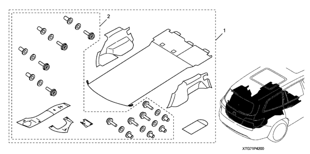 2018 Honda Pilot 5 Door EX-L (AWD/SENSING) KA 6AT Cargo Liner Diagram
