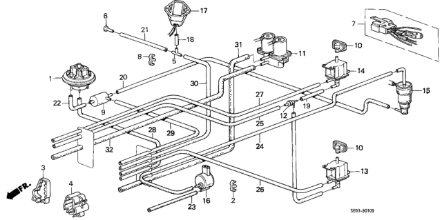 1987 Honda Accord Clamp B, Tube Diagram for 17436-PJ0-661