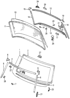 1984 Honda Accord Spacer, Windshield (Lower) Diagram for 74808-SA6-000