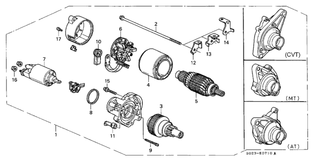 1997 Honda Civic Reman, Starter Diagram for 06312-P2E-505RM