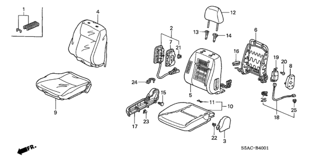 2005 Honda Civic Front Seat (Passenger Side) Diagram