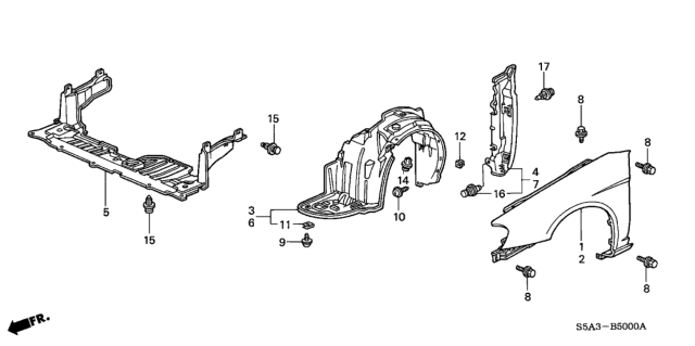 2003 Honda Civic Front Fenders Diagram