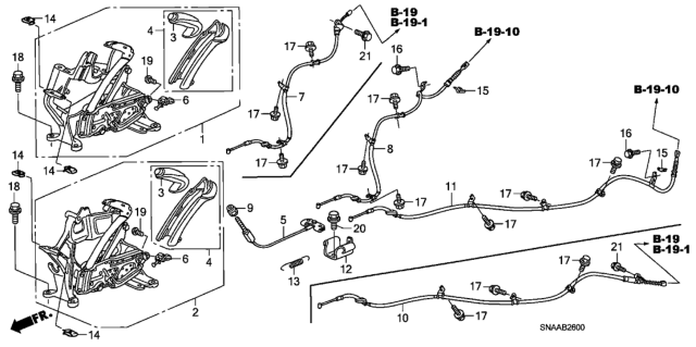 2009 Honda Civic Base, Wire Guide Diagram for 47572-SNA-000