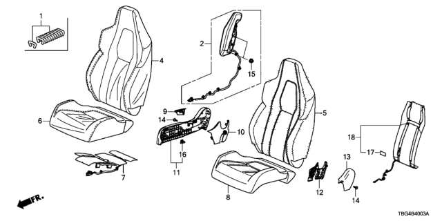 2017 Honda Civic 2 Door SI KA 6MT Front Seat (Passenger Side) Diagram