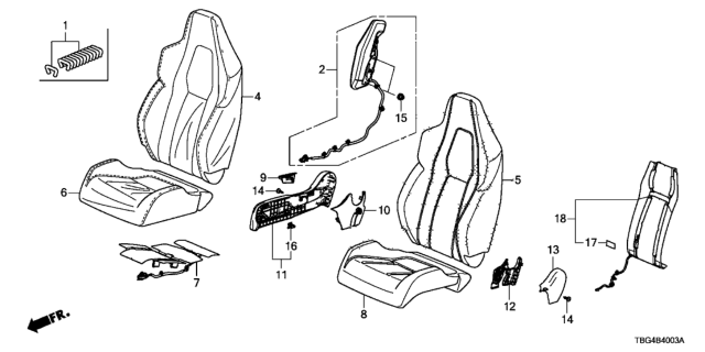 2019 Honda Civic Front Seat (Passenger Side) Diagram