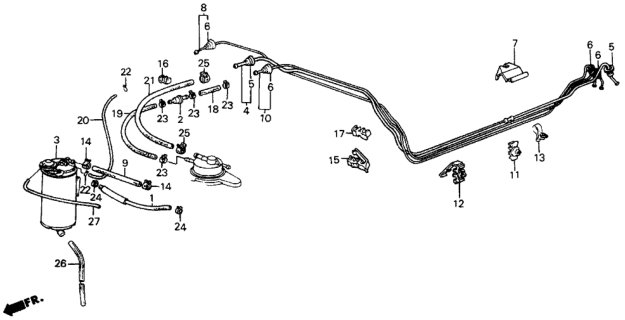 1984 Honda Civic Clip, Fuel Pipe Diagram for 90664-SB6-003