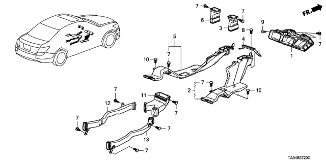 2009 Honda Accord Duct Assy., R. RR. Heater *Tblack* (BLACK) Diagram for 83331-TA0-A01ZA