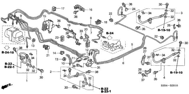 2002 Honda Civic Bracket A, R. RR. Brake Hose Diagram for 46435-S5A-900