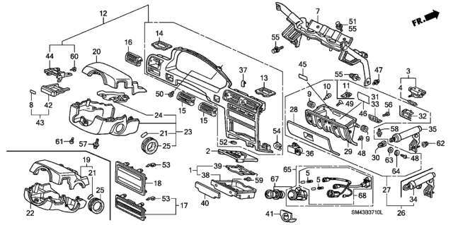 1992 Honda Accord Instrument Garnish Diagram