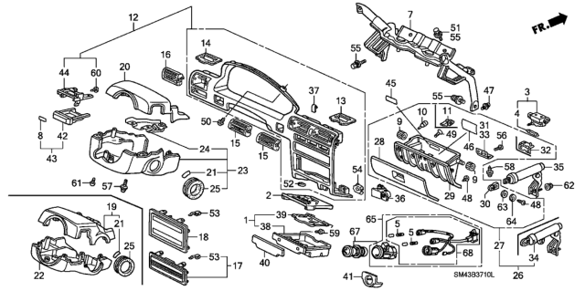 1993 Honda Accord Instrument Garnish Diagram