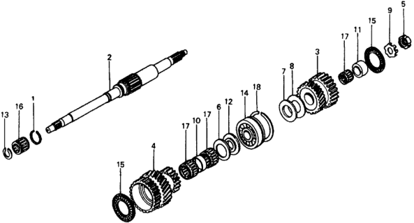 1979 Honda Civic 3 Door ** (1200) ** HMT HMT Mainshaft Diagram