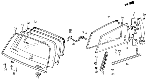 1985 Honda Civic 3 Door ** (1300) KH 4MT Quarter Window Diagram