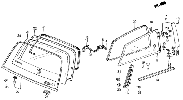 1984 Honda Civic Clip, RR. Pillar Garnish Diagram for 90656-SB3-003