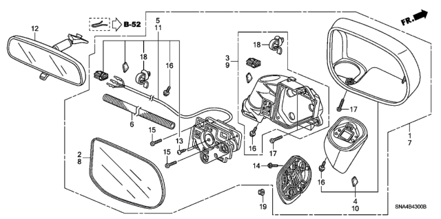 2008 Honda Civic Mirror Assembly, Passenger Side Door (Habanero Red Pearl) (R.C.) Diagram for 76200-SNE-A02ZN