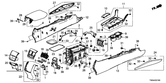 2019 Honda Accord Hybrid GARNISH ASSY., R. CONSOLE SIDE*NH751L* (LEA) (PALE WARM GRAY) Diagram for 83420-TVA-A21ZC