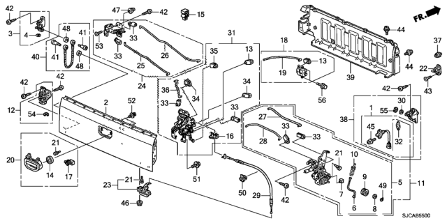 2014 Honda Ridgeline 4 Door RTL-S (SPECIAL EDITION) KA 5AT Tailgate Diagram