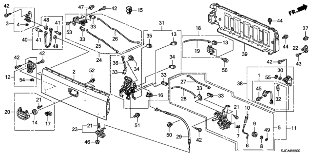 2014 Honda Ridgeline Tailgate Diagram