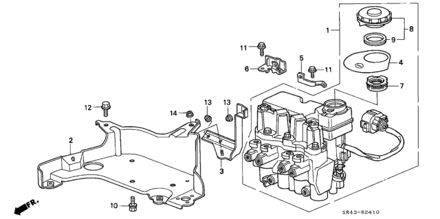 1992 Honda Civic Modulator Assy. Diagram for 57110-SR3-A01