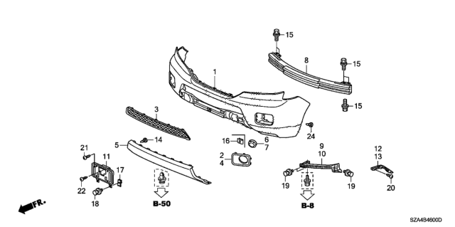 2010 Honda Pilot Face, Front Bumper (Dot) Diagram for 04711-SZA-A91ZZ