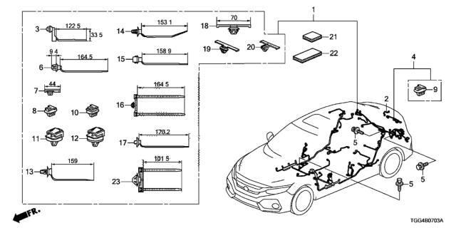 2019 Honda Civic Sub-Wire, License Light Diagram for 32139-TGL-E00