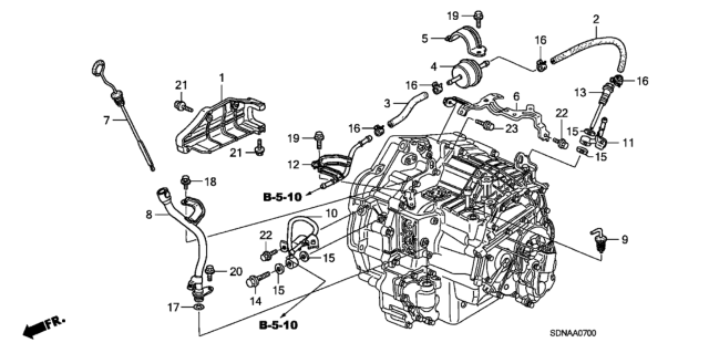 2007 Honda Accord AT ATF Pipe (L4) Diagram