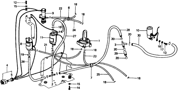 1975 Honda Civic Valve Assy., Starter Control Diagram for 36150-657-671