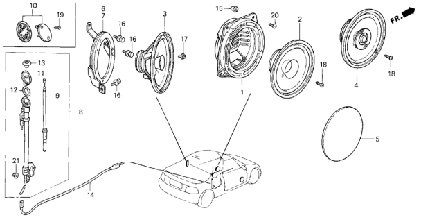 1993 Honda Del Sol Speaker Bracket Diagram