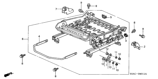 2005 Honda Civic Front Seat Components (Driver Side) Diagram