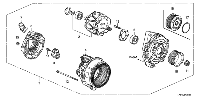 2009 Honda Accord 4 Door EXL-V6 (NAVIGATION/PZEV) KL 5AT Alternator (Denso) (V6) Diagram