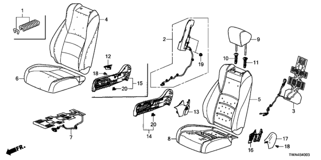 2018 Honda Accord Hybrid Cover, Right Front Seat Cushion Trim (Wisteria Light Gray) Diagram for 81131-TVC-A21ZC