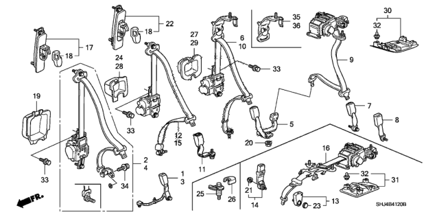 2008 Honda Odyssey Seat Belts Diagram