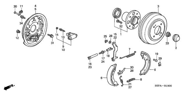 2005 Honda Civic Cylinder Assembly B, Rear Wheel (Driver Side) Diagram for 43301-S7B-003