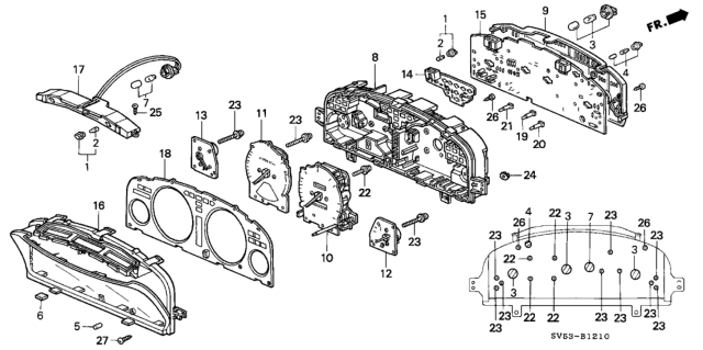 1995 Honda Accord Combination Meter Components Diagram