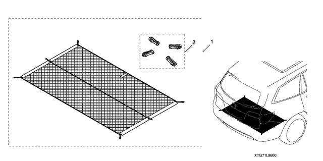 2018 Honda Pilot 5 Door EX-L (AWD/SENSING) KA 6AT Cargo Net Diagram