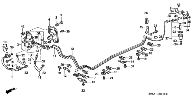 1998 Honda Civic Clamp J, Fuel Pipe Diagram for 91590-S1G-003