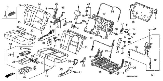 2005 Honda Pilot 5 Door EXL (RES) KA 5AT Middle Seat (Driver Side) Diagram
