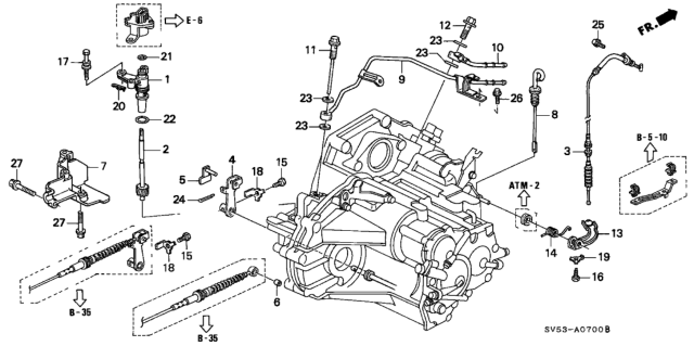 1997 Honda Accord 5 Door EX KL 4AT AT Control Lever Diagram