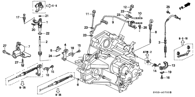 1996 Honda Accord AT Control Lever Diagram