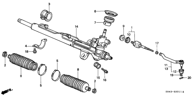 2001 Honda Accord P.S. Gear Box (V6) Diagram