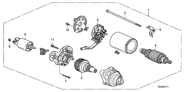 2011 Honda Accord Starter Motor (Mitsuba) (V6) Diagram