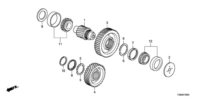 2015 Honda Civic AT Final Drive Shaft (CVT) Diagram