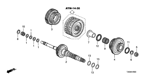 2009 Honda Accord Gear Set, Mainshaft Fourth Diagram for 23461-R97-305