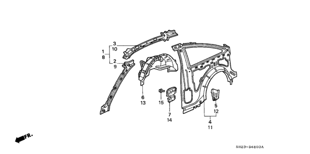 1989 Honda CRX 2 Door HF KA 5MT Inner Panel Diagram
