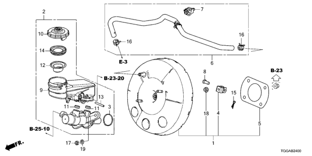 2021 Honda Civic Brake Master Cylinder  - Master Power Diagram